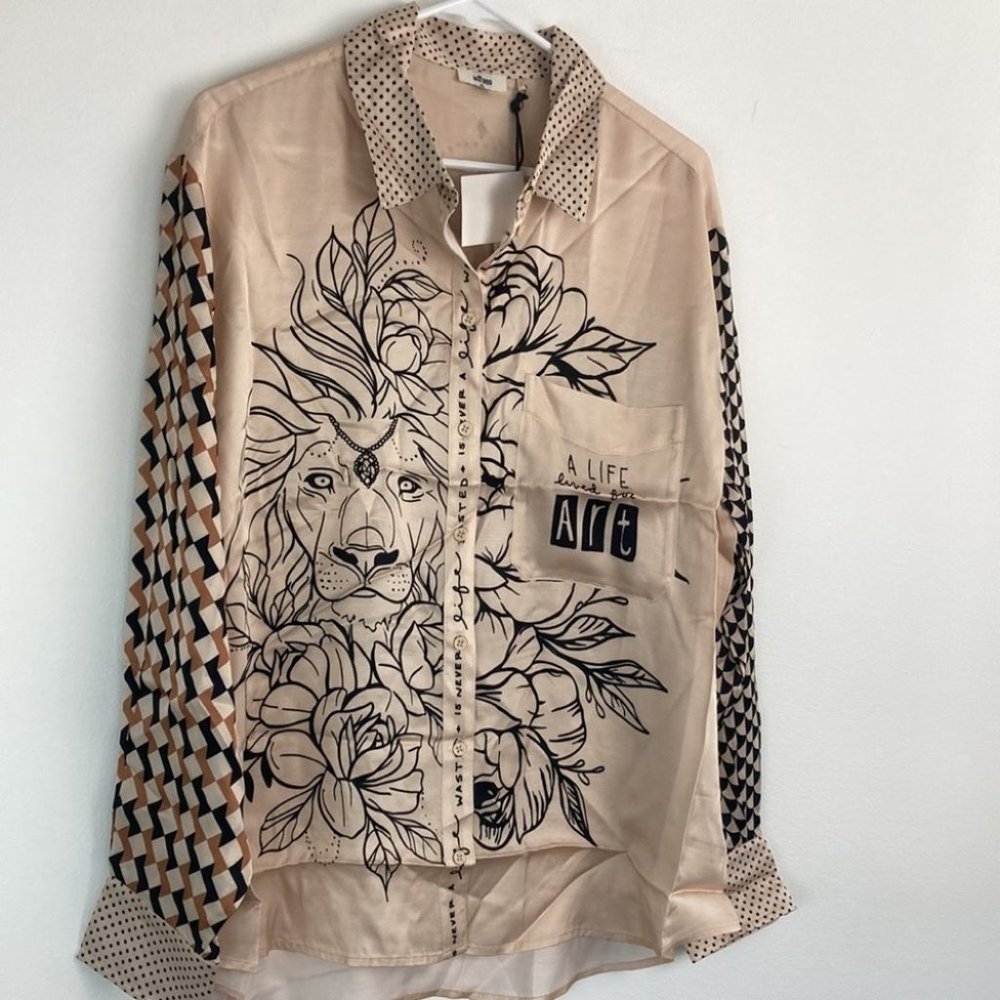 Me369 Scarlett Tattoo Print Silk Shirt - Picture 11 of 12